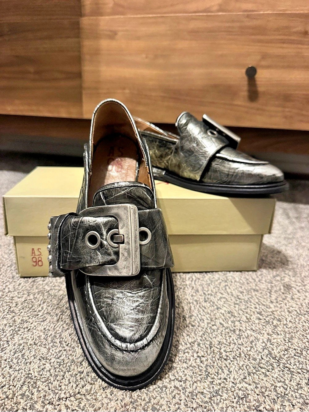 A.S. 98 Thaine Metallic Buckle Loafers EU 39 BRAND NEW